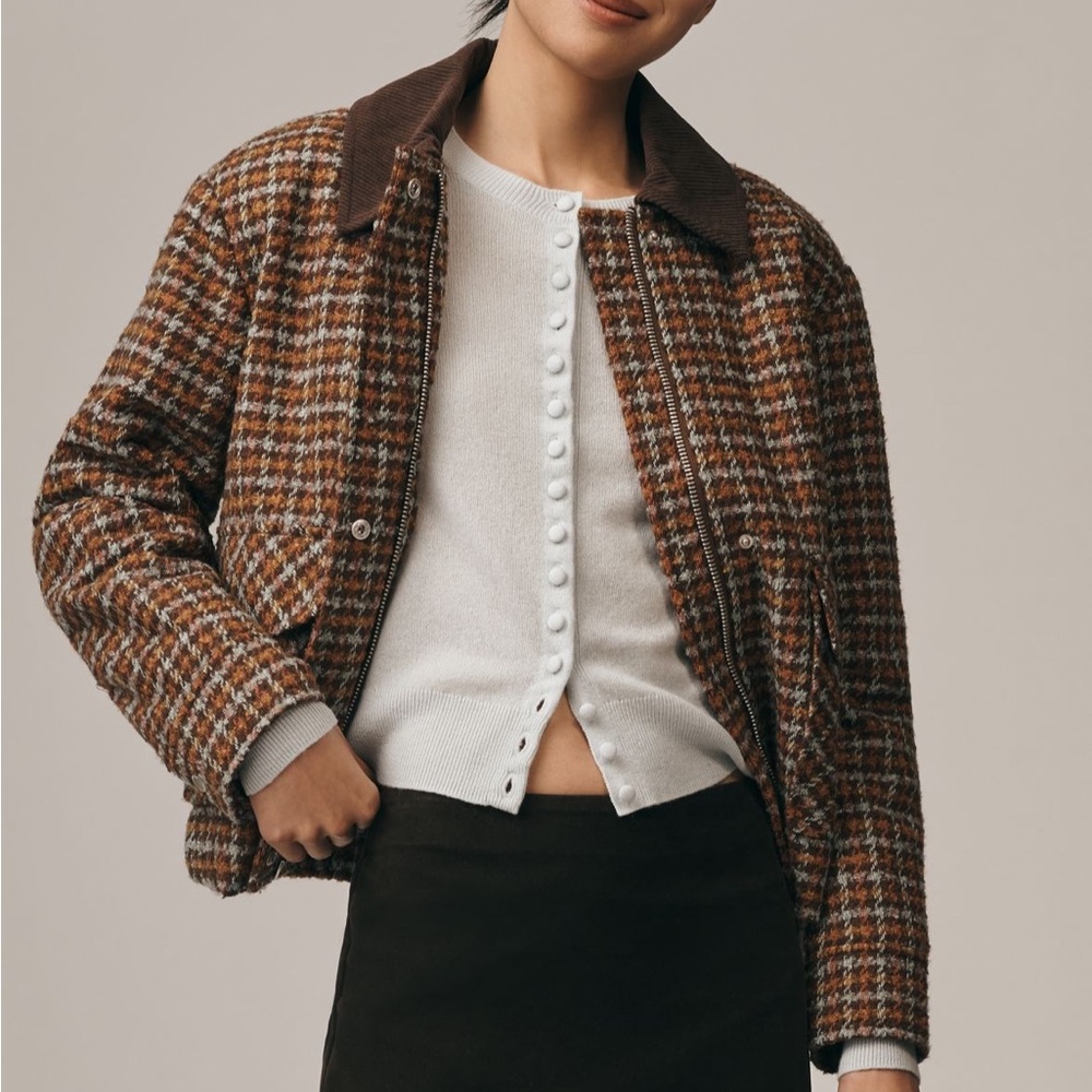 Avec Les Filles Oversized Plaid Bomber Jacket
